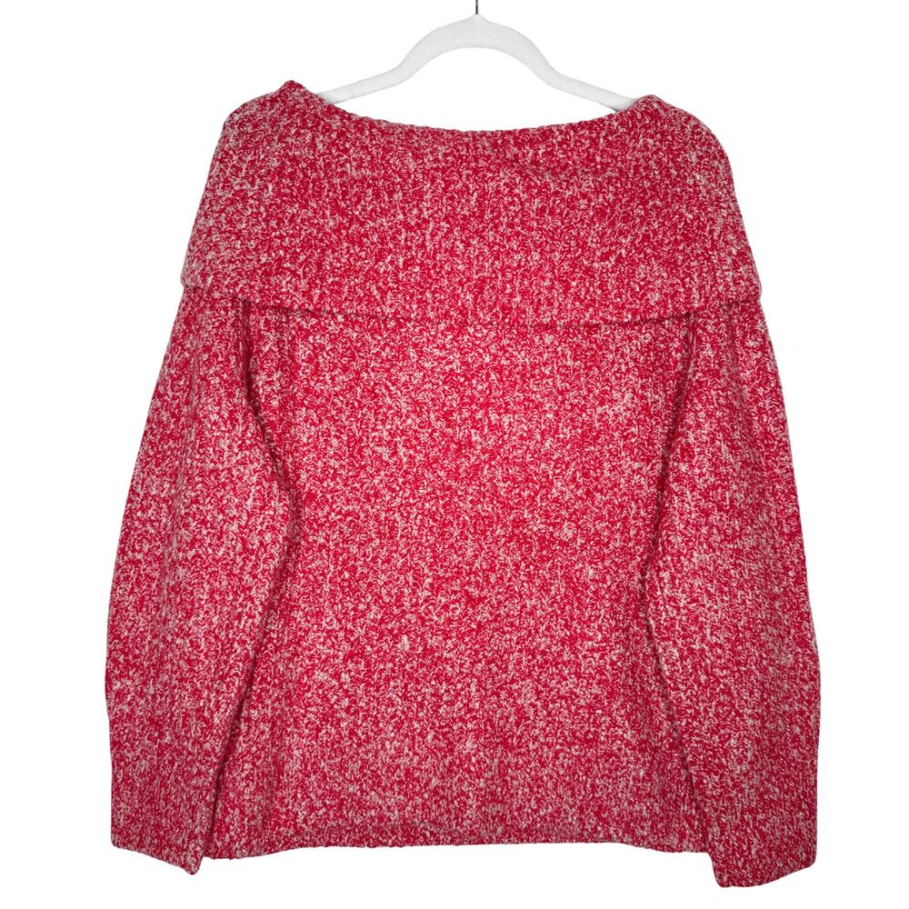 Madewell Off Shoulder Oversized Chunky Ribbed Knit Sweater Size XL Red Holiday